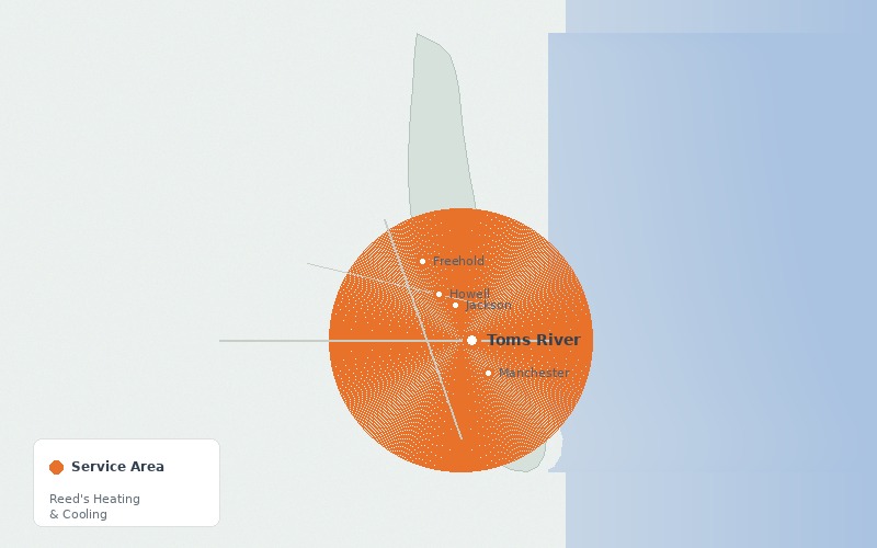 Reed's service area map covering Central New Jersey